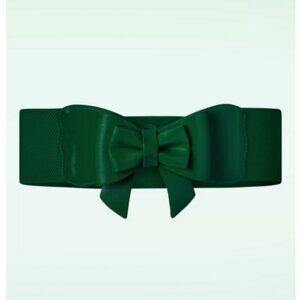 New Small Retro Green Bow Elastic Belt Top Vintage ModCloth 25-29" Waist